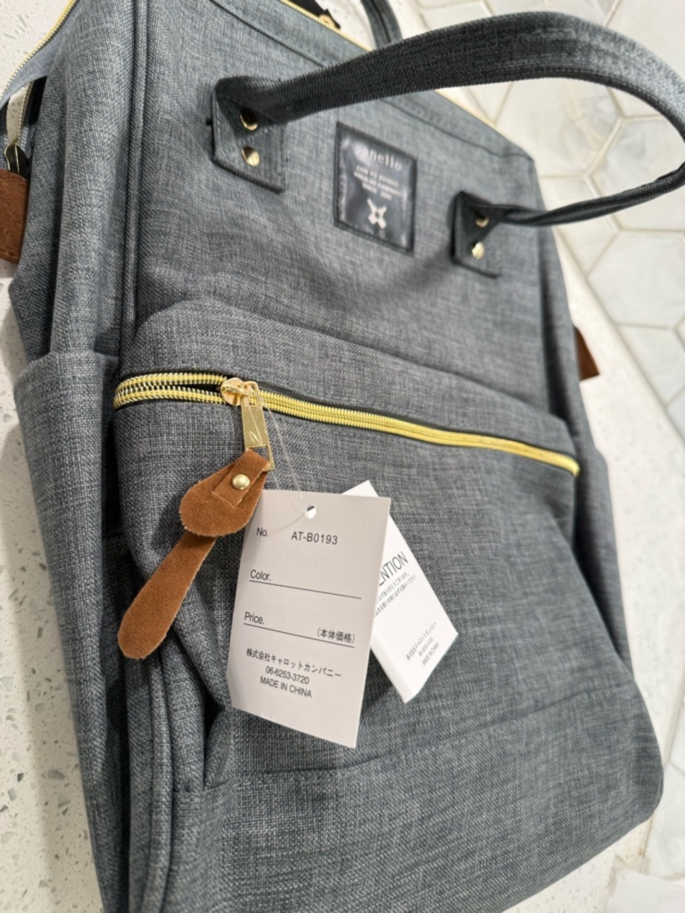 Authentic Anello Classic "Kuchigane" Backpack – Heather Grey NWT Wide Opening - Picture 11 of 11
